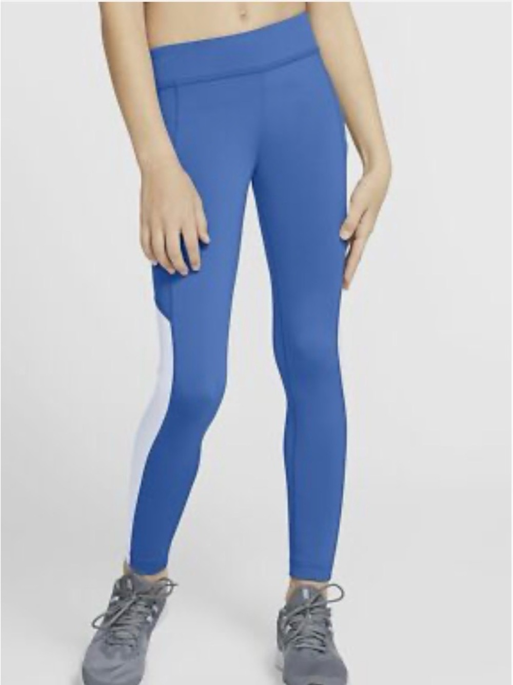 Nike Dri-FIT Training Leggings, Girls Large, Royal Blue & White colorblock